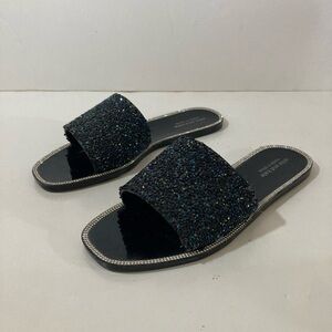 Sparkling Black Slide Sandals